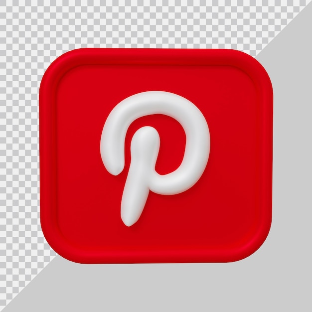 3d rendering of pinterest icon