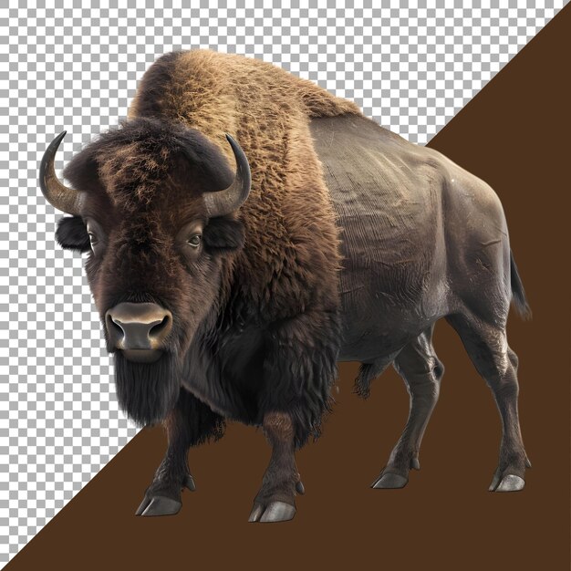 3D Rendering of a Plains bison on Transparent Background Ai Generated