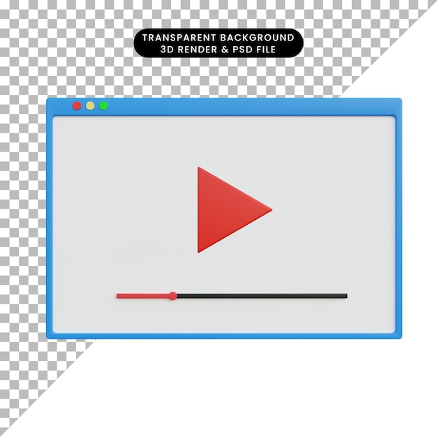 3D rendering play button UI UX