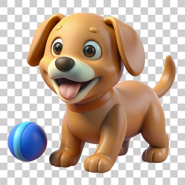 PSD 3d rendering of a playful puppy discovering the joys of a new toy isolated on transparent background