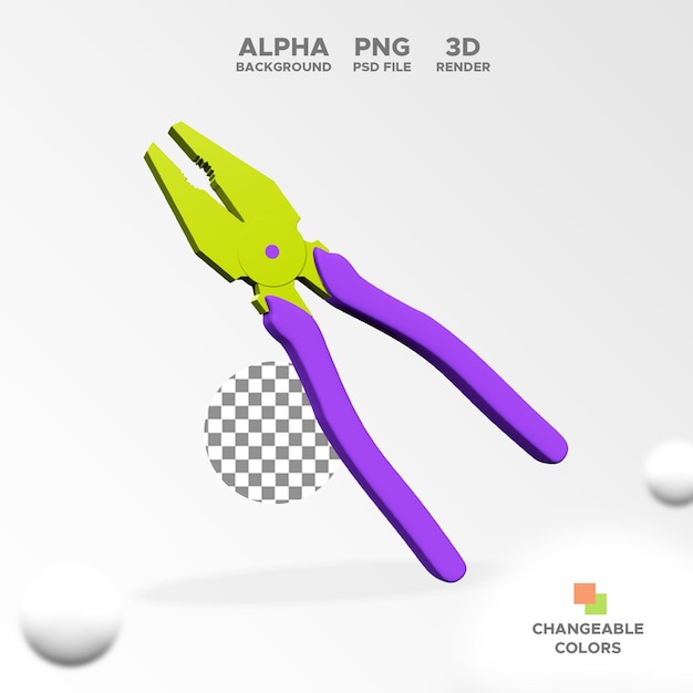 3D rendering pliers for design illustration isolated object