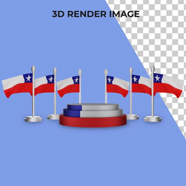 3d rendering of podium with chile national day concept Premium Psd