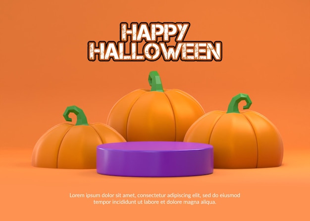 3d rendering of podium with halloween concept for Product display