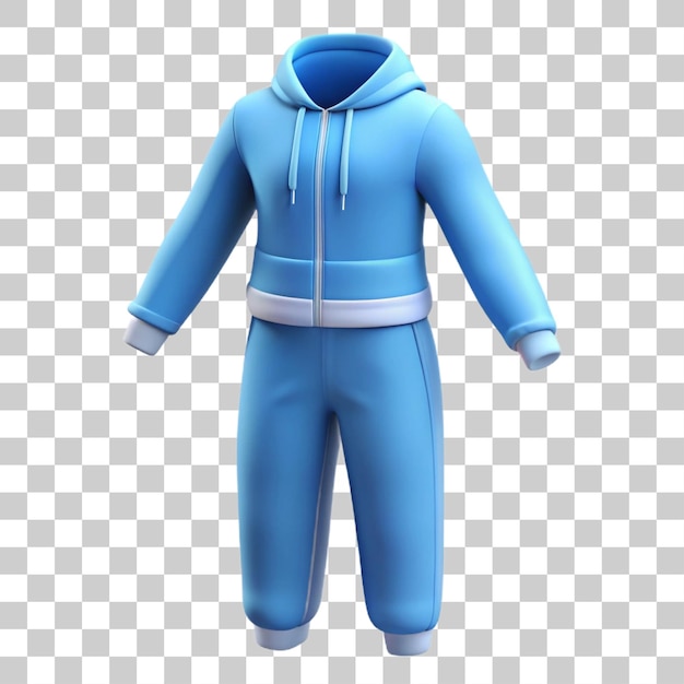 PSD 3d rendering of powder blue comfortable tracksuit isolated on transparent background