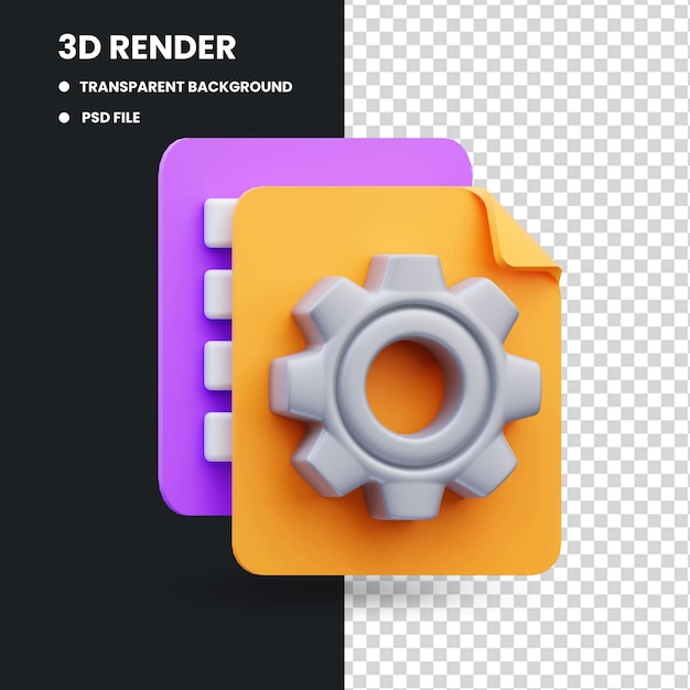 3d rendering project management document icon illustration