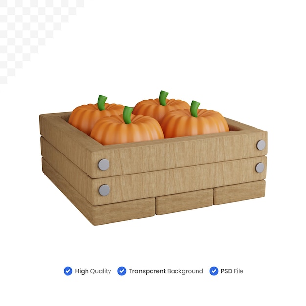 3d rendering pumpkin basket isolated