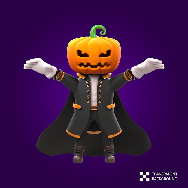 3D RENDERING PUMPKIN HEAD HALLOWEEN CHARACTER