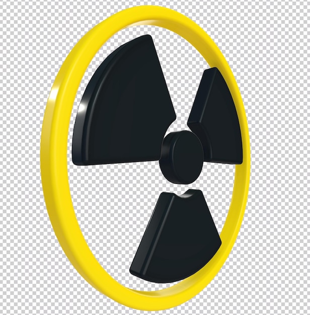 3d rendering of a radioactive sign isolated on transparent background. Side view