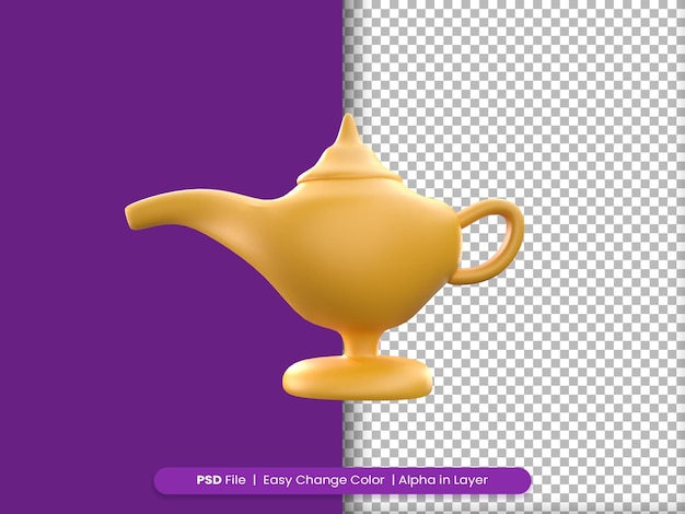 3D Rendering Ramadan Icon gold teapot