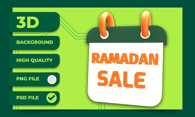 3d rendering ramadan sale calendar