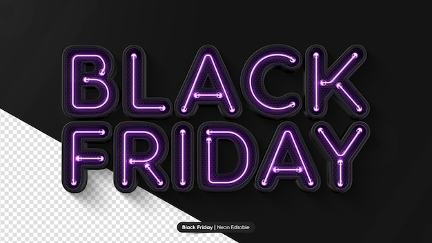 3D Rendering of Realistic Black Friday Neon Text