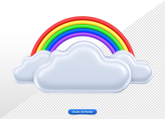 3D Rendering of realistic cloud balloon with rainbow