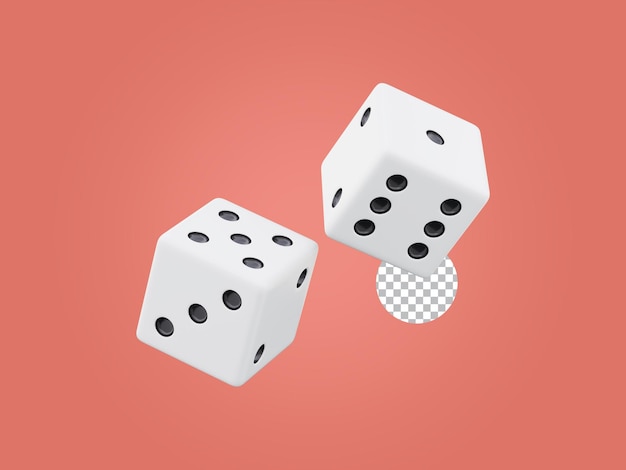 3d rendering realistic dice design illustration isolated on transparent background