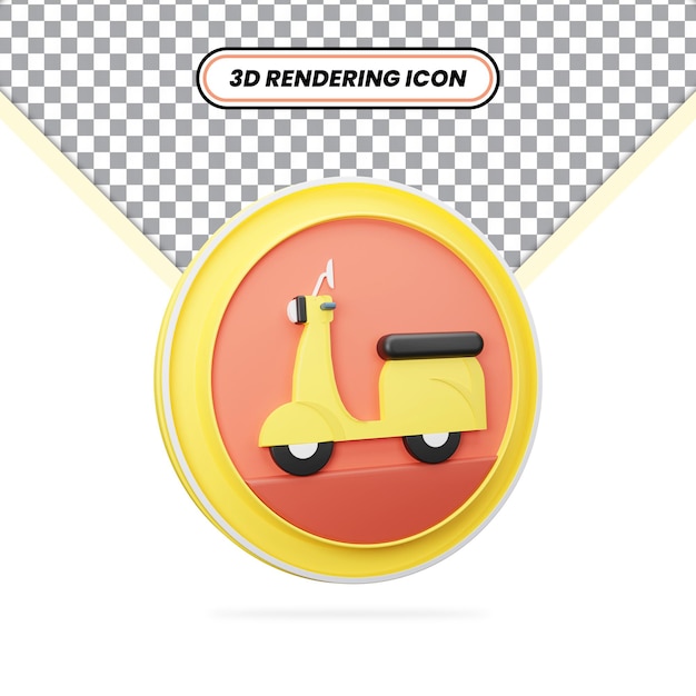 3D Rendering Realistic Yellow Scooter Icon