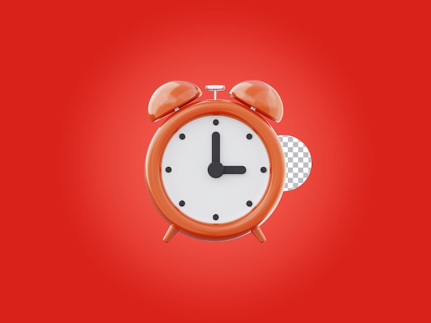 3d rendering red alarm clock icon symbol watch design illustration