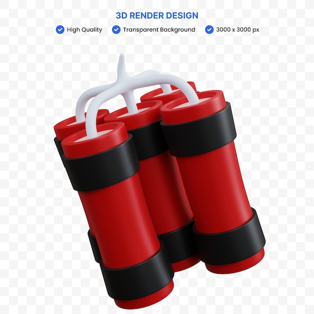 3d rendering red dynamite set isolated