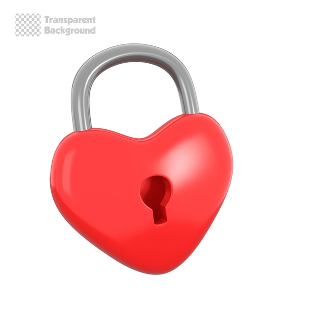 3D Rendering Red Heart Lock