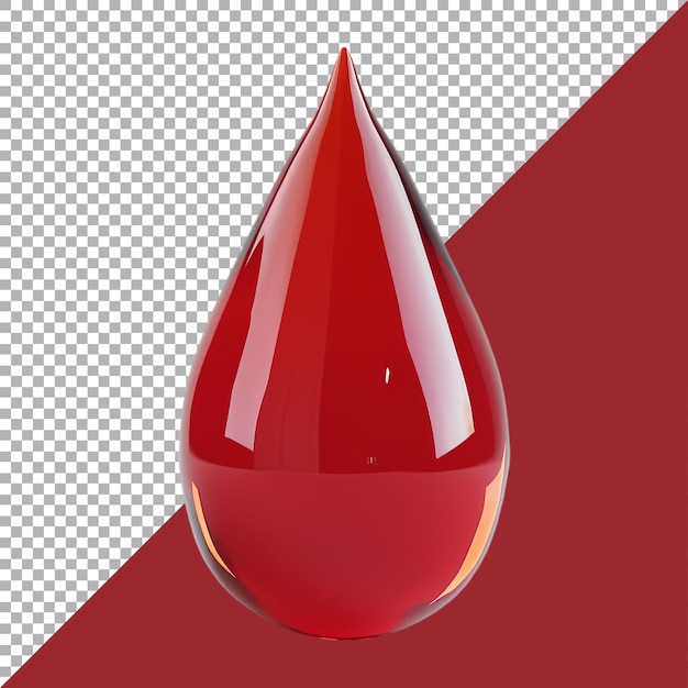 3D Rendering of a Red Liquid Drops on Transparent Background Ai Generated