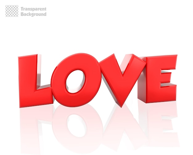 PSD 3d rendering red love word