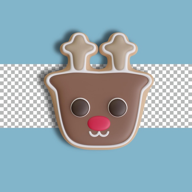 3D Rendering reindeer cookie object tranparent