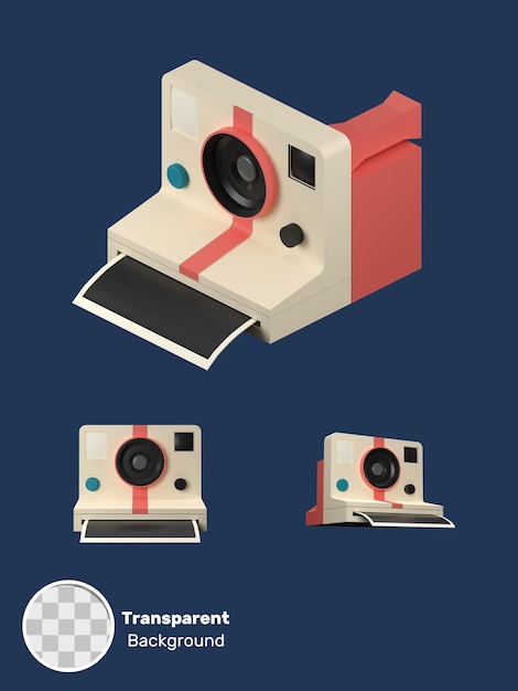 PSD 3d rendering of a retro camera illustration