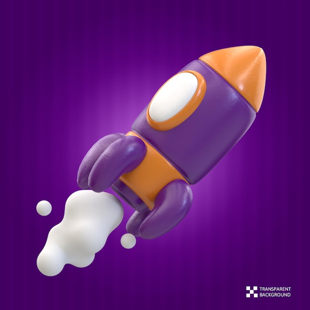 3D RENDERING ROCKET ICON FOR BUSINESS MARKETING