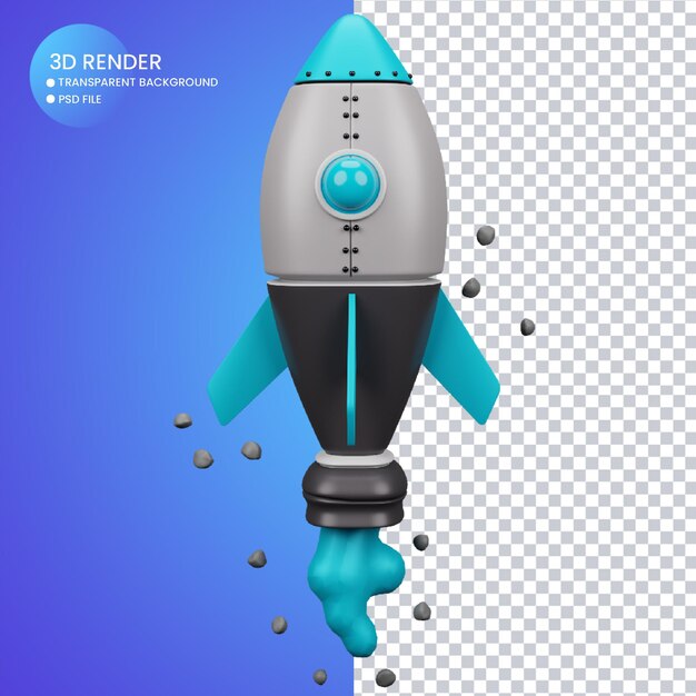 3d rendering of rocket for social media