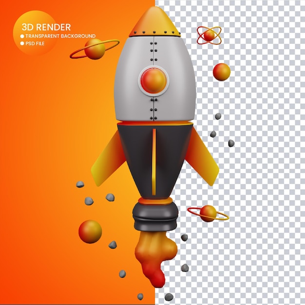 3d rendering of rocket for social media