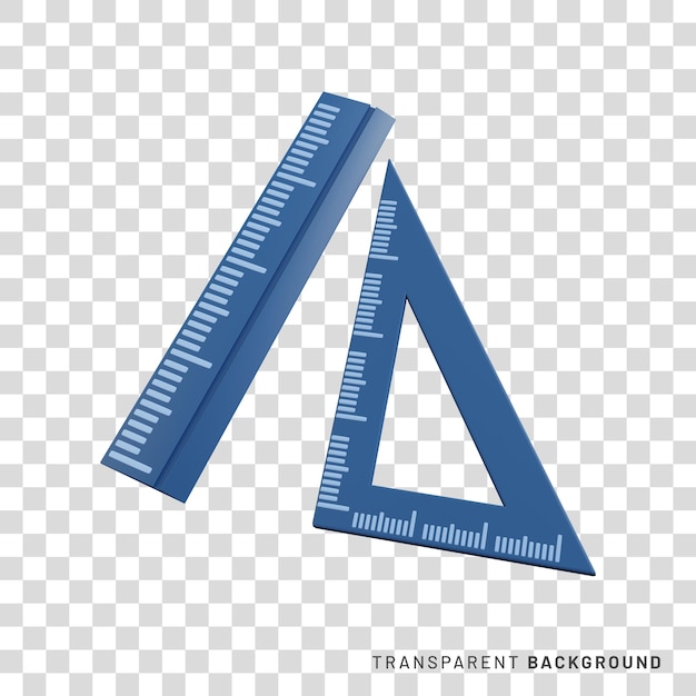 3d rendering rulers icon on transparent background