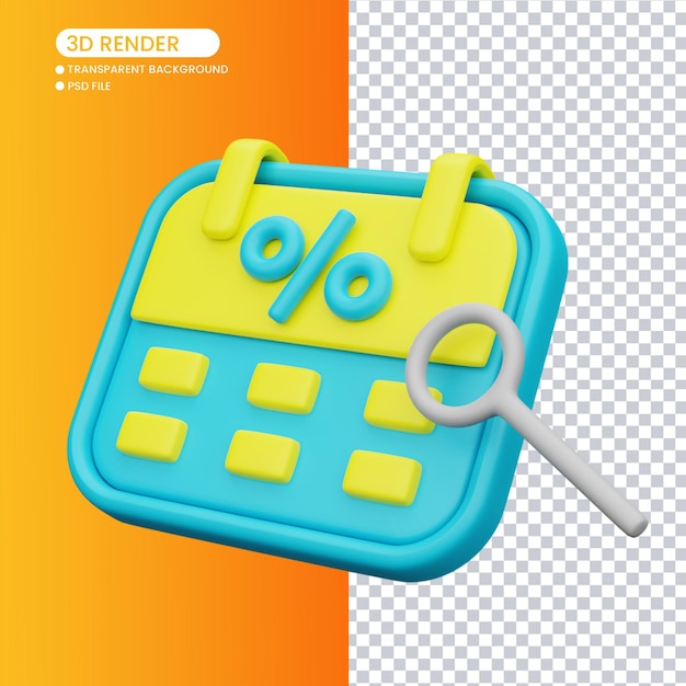 3d rendering of sale calendar for social media