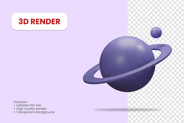 3d rendering saturn planet icon isolated