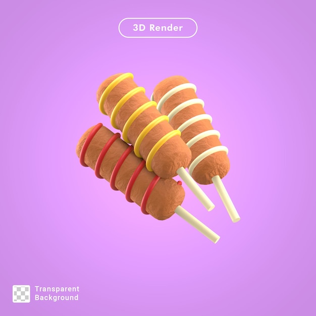 3d rendering of sausages with mayonnaise on top 3d render illustration