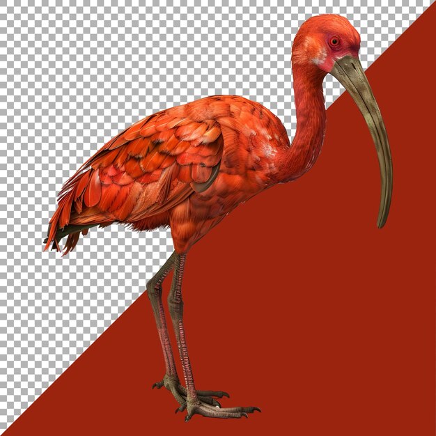 3D Rendering of a Scarlet ibis on Transparent Background Ai Generated