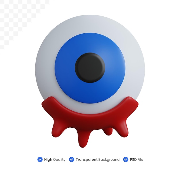 3d rendering scary eyeball isolated