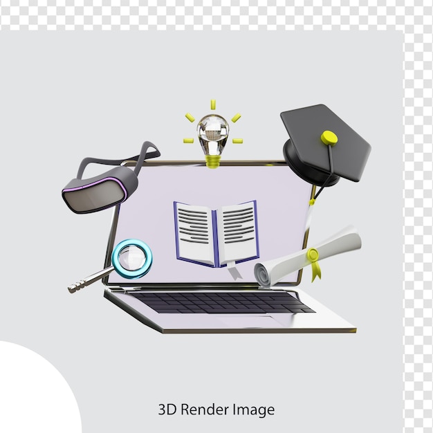 PSD 3d rendering of school education illustration,  used for web, app, infographic