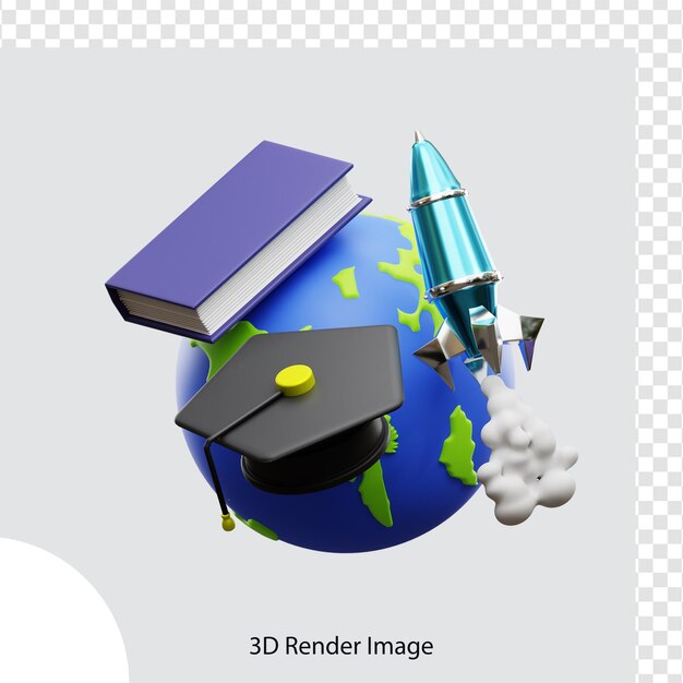 PSD 3d rendering of school education illustration,  used for web, app, infographic