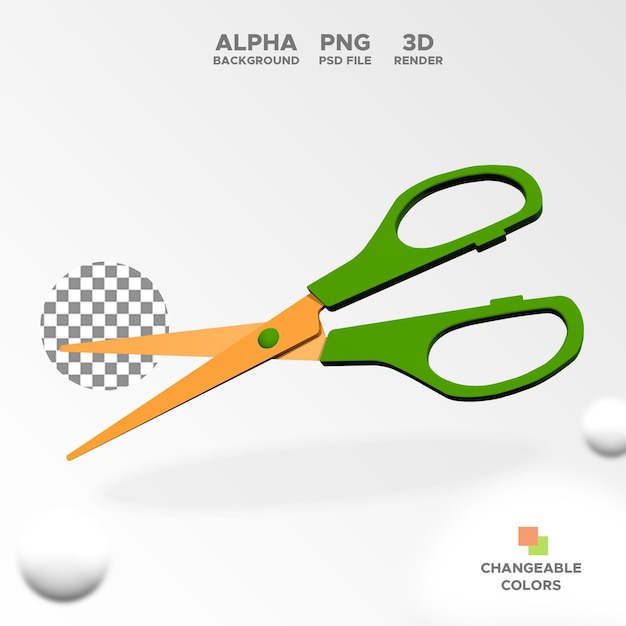 3D rendering scissors for design illustration isolated object