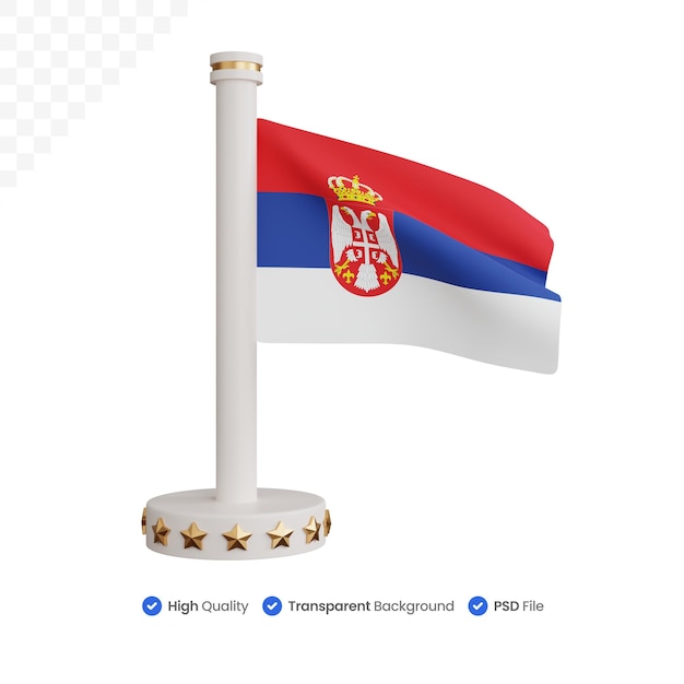 3d rendering serbia national flag isolated