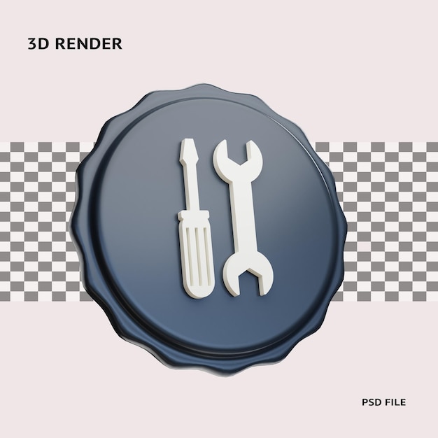 3d rendering setting icon illustration object with transparent background