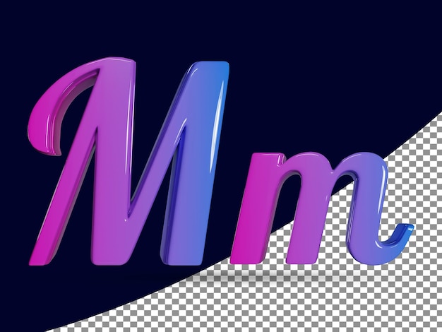 3d Rendering Of Shinny Capital Letter M And Small Letter m