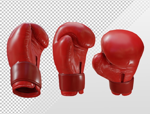 3d rendering of shiny clean red boxing gloves perspective view