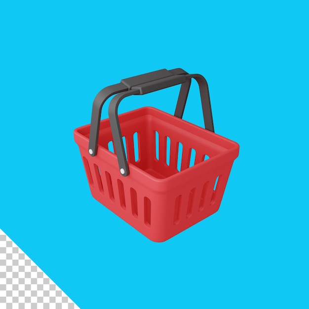 3d rendering shopping basket isolated useful for ecommerce or business online design illustration