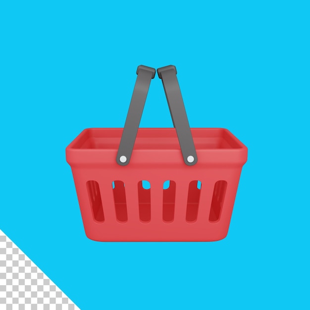 3d rendering shopping basket isolated useful for ecommerce or business online design illustration