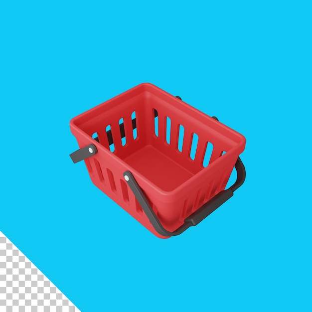 3d rendering shopping basket isolated useful for ecommerce or business online design illustration