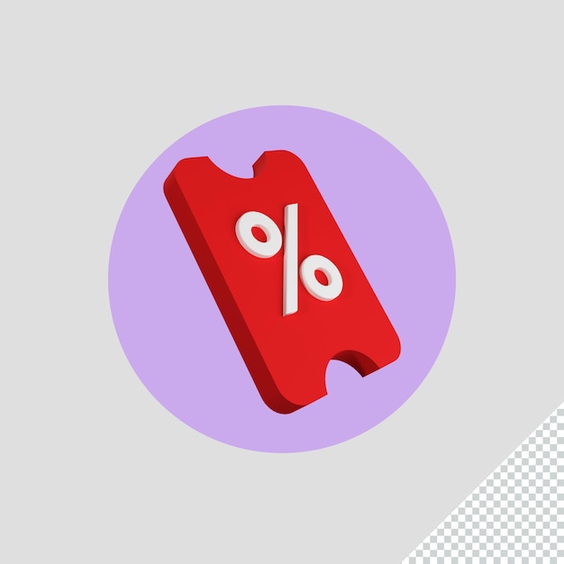 3d rendering of shopping discount icon