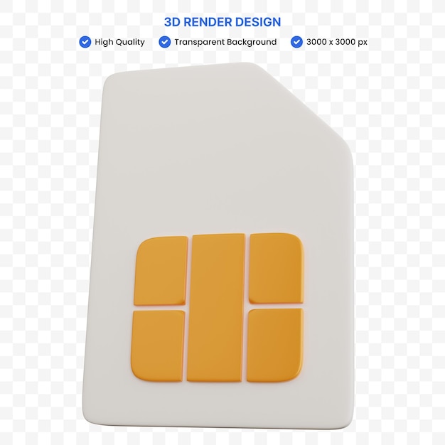 3d rendering sim card mobile isolated