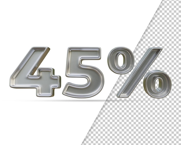 3d Rendering Of Siver Text Effect 45 Percent