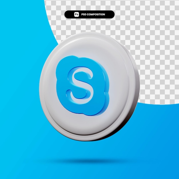 3D rendering of skype application logo isolated