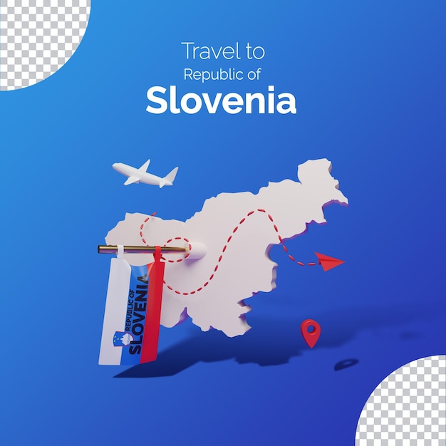 3D rendering Slovenia map for Instagram tour post