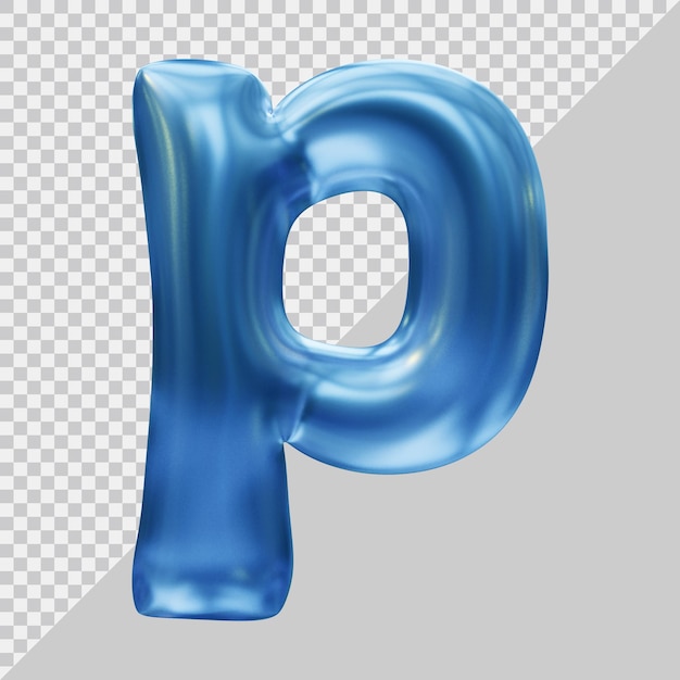 3d rendering of small letter p with modern style